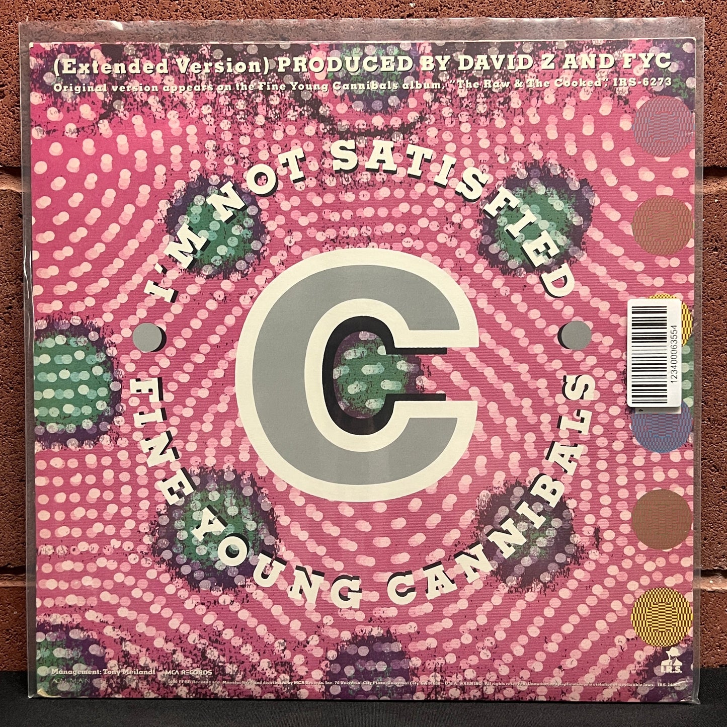 Used Vinyl: Fine Young Cannibals "I'm Not Satisfied" 12" (1990 Press)