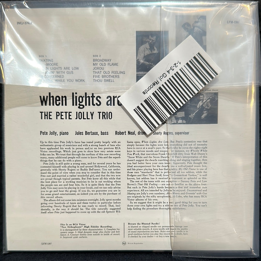 USED CD: The Pete Jolly Trio “When Lights Are Low” CD (Japanese Press)