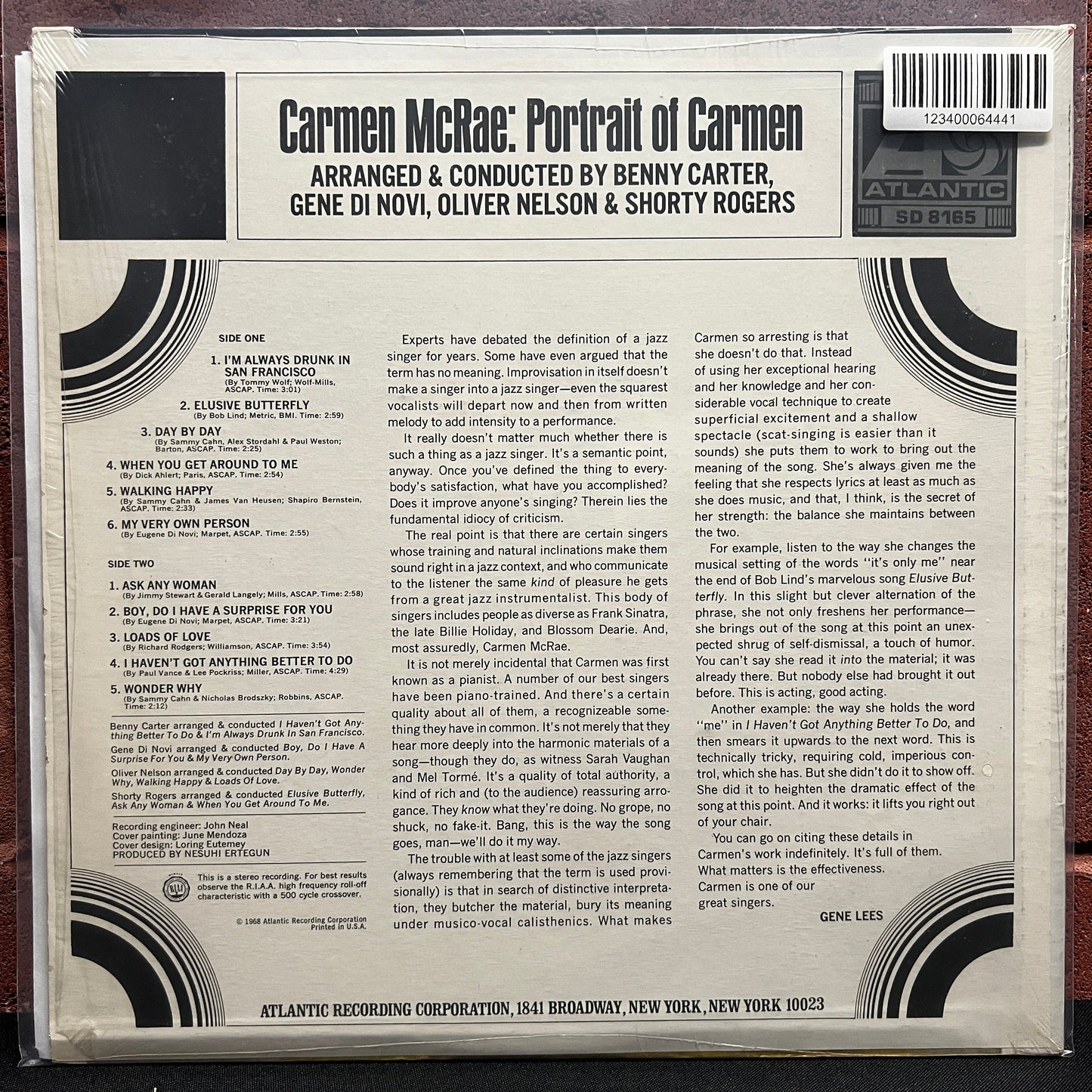 Used Vinyl: Carmen McRae "Portrait Of Carmen" LP (1968 Press)