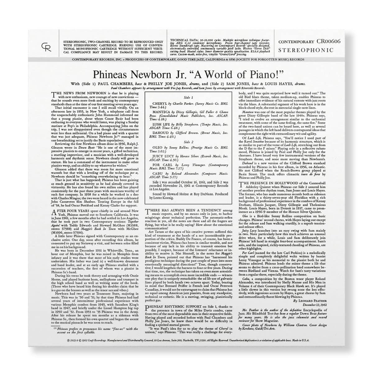 Phineas Newborn Jr. - A World of Piano! - Contemporary LP