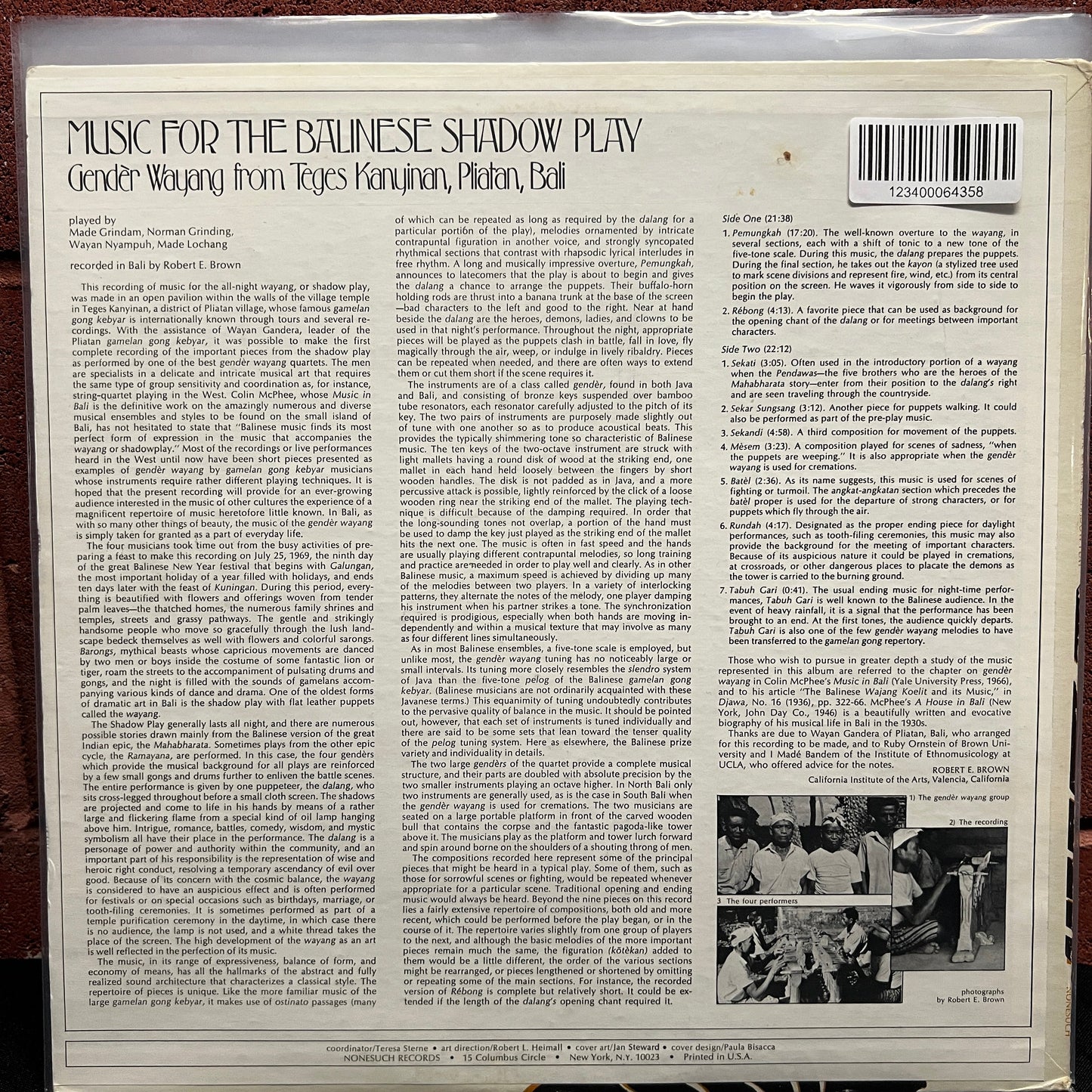 Used Vinyl: Gendèr Wayang "Music For The Balinese Shadow Play" LP