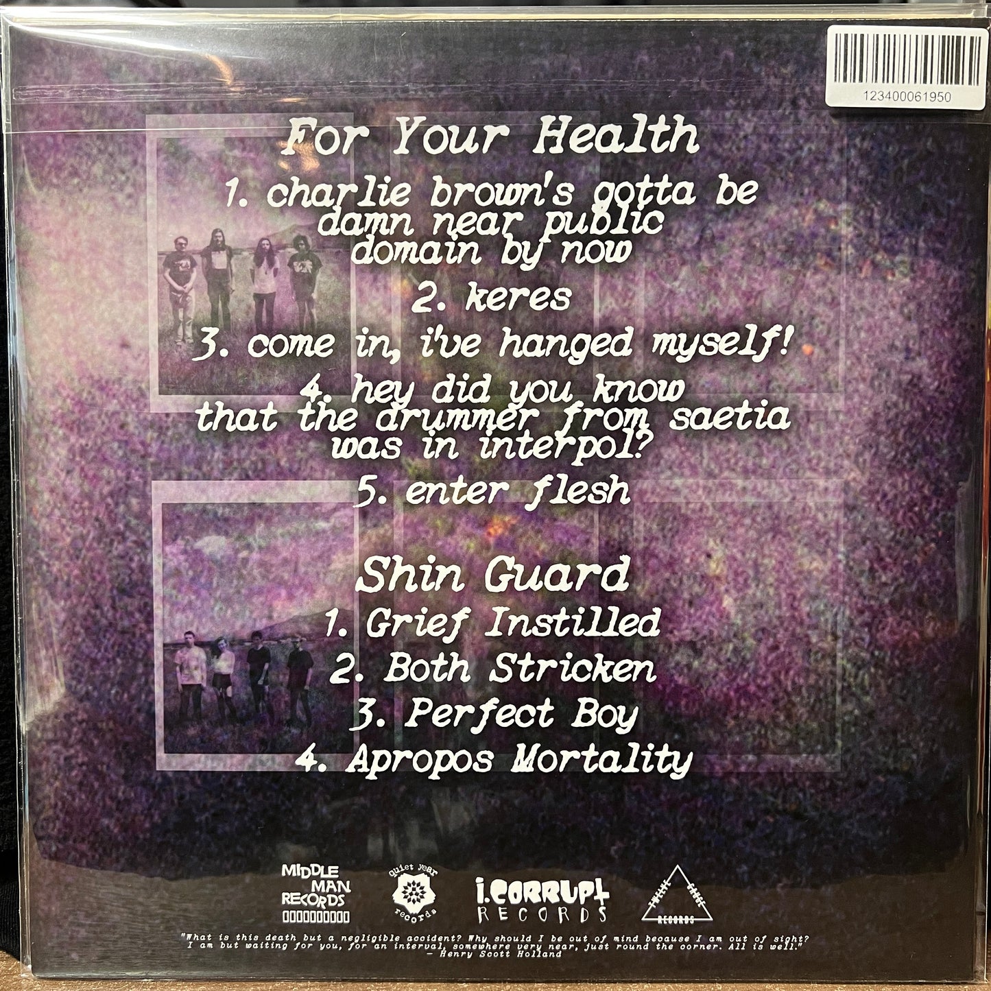 Used Vinyl: For Your Health / Shin Guard "Death of Spring" LP (2019 Press - White, Black & Purple Swatch Vinyl)