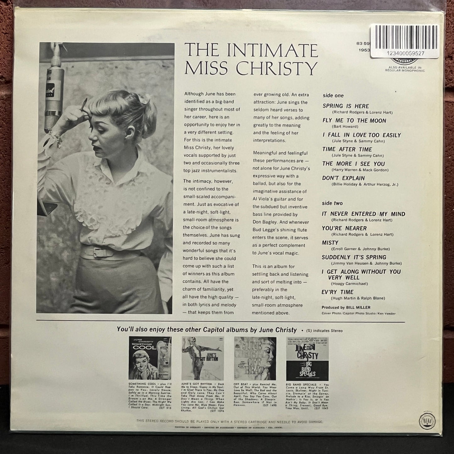 Used Vinyl: June Christy "The Intimate Miss Christy" LP (1963 German Press)