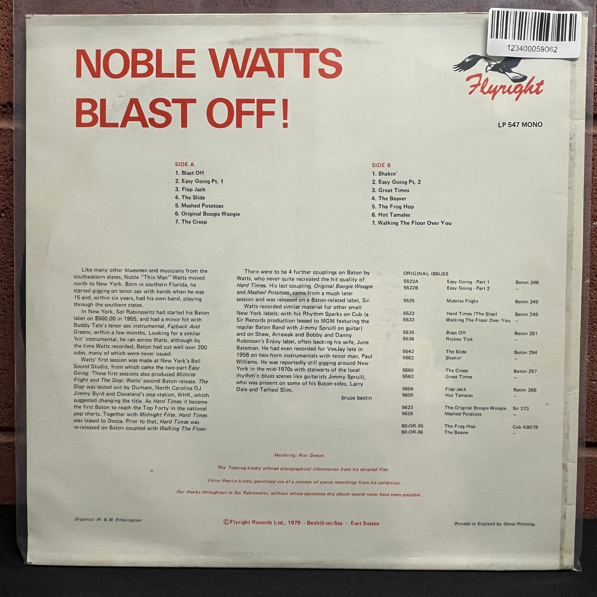 Used Vinyl: Noble Watts "Blast Off!" LP (1979 UK Press)