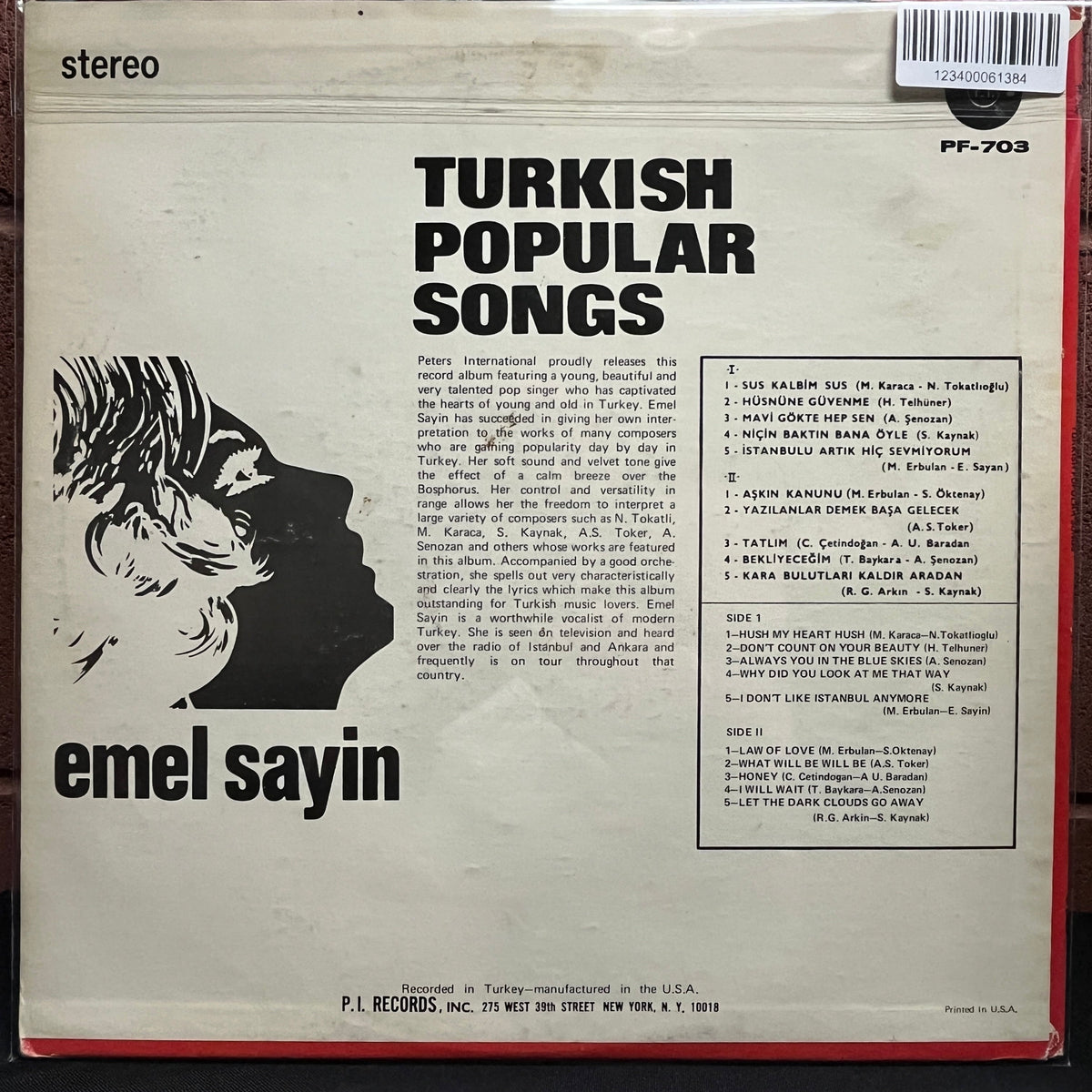 Used Vinyl: Emel Sayın "Turkish Popular Music" LP (1971 Press)