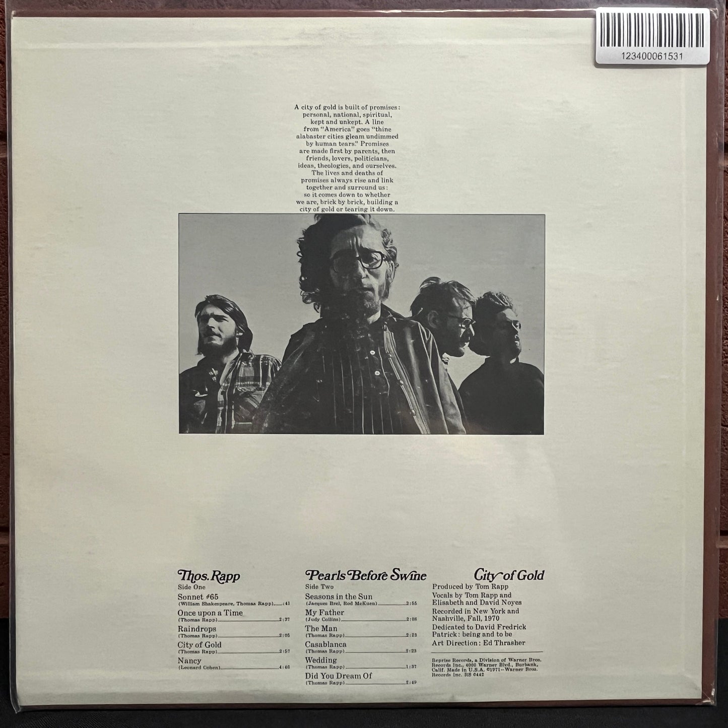 Used Vinyl: Thomas Rapp / Pearls Before Swine "City Of Gold" LP (1971 Promo Press)