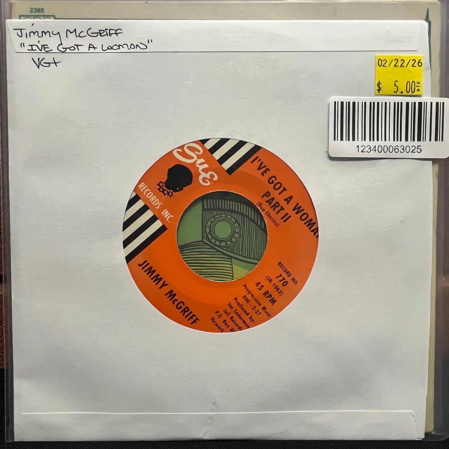Used Vinyl: Jimmy McGriff "I've Got A Woman" 7" (1962 Press)
