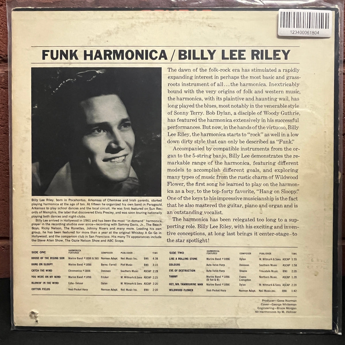 Used Vinyl: Billy Lee Riley "Funk Harmonica" LP (1966 Mono Press)