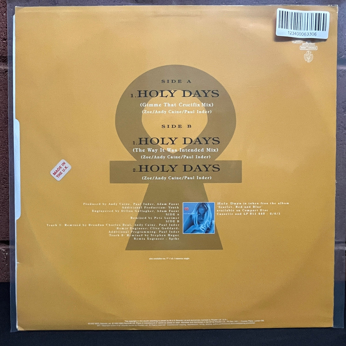 Used Vinyl: Zoe "Holy Days" 12" (1992 UK Press)
