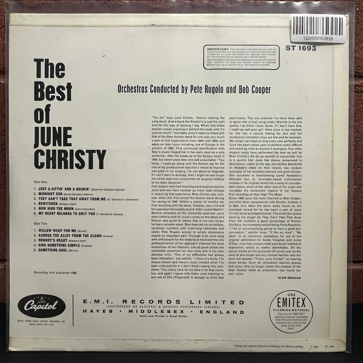 Used Vinyl: June Christy "The Best Of June Christy" LP (1962 UK Promo Press)