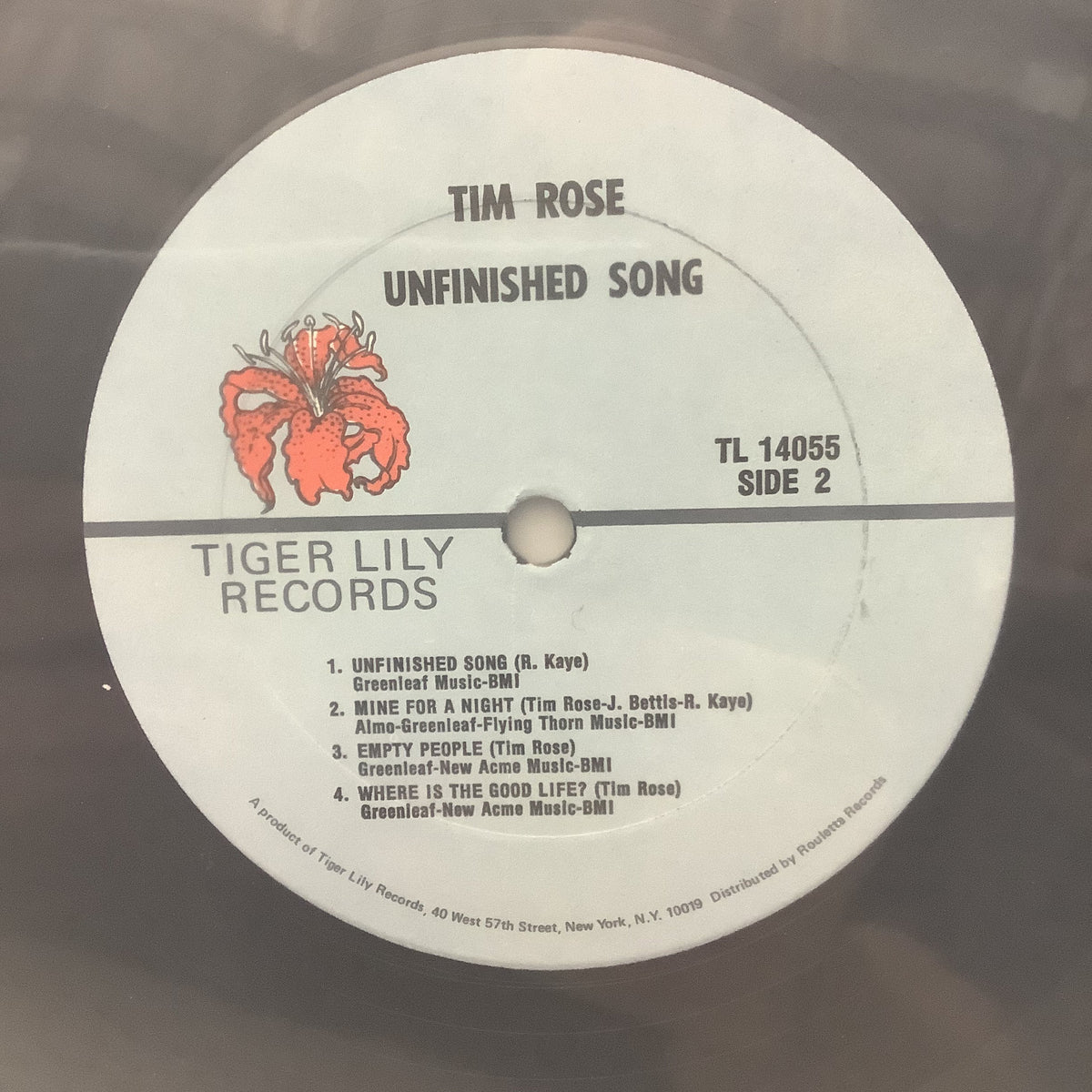 Tim Rose - Unfinished Song - Tiger Lily LP