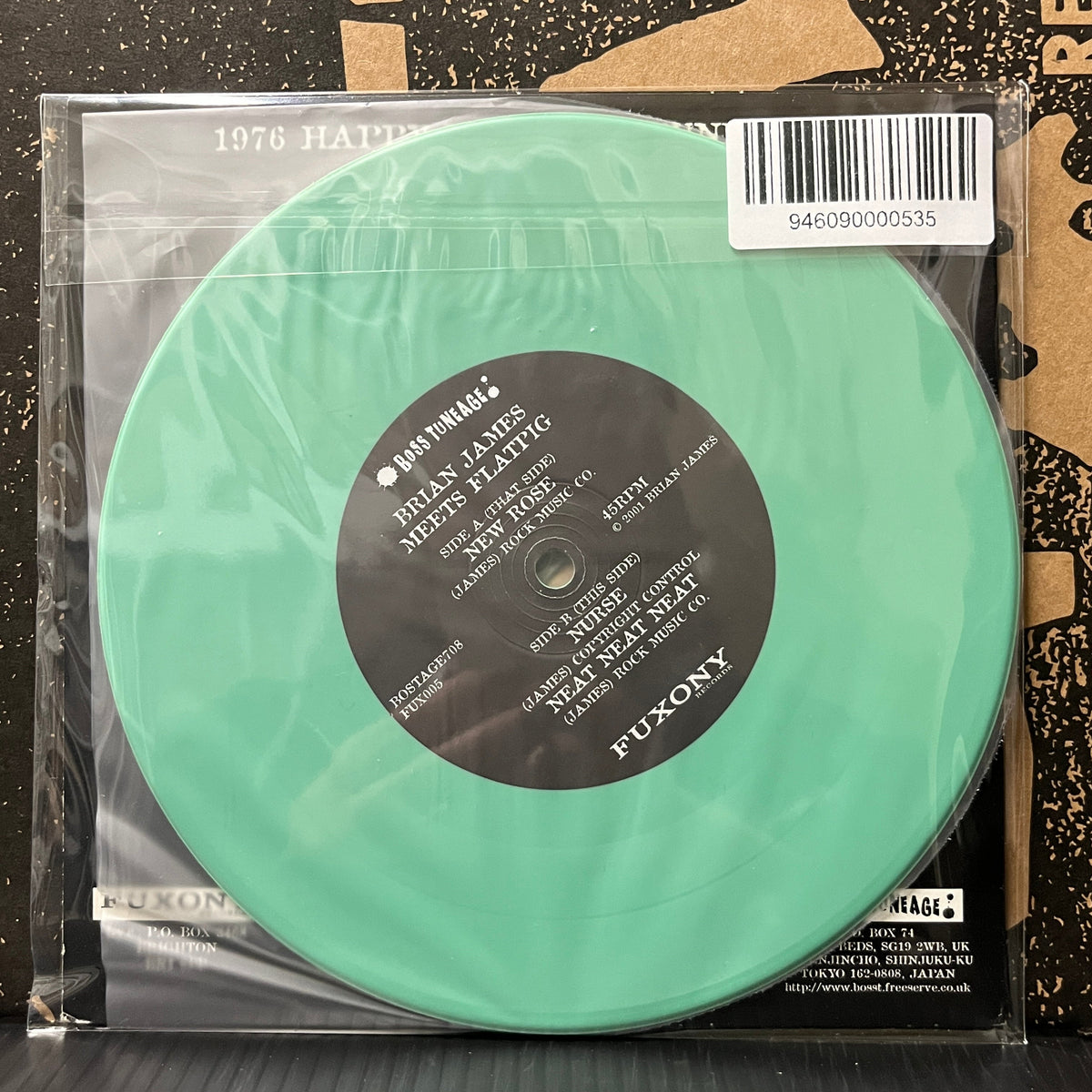 Used Vinyl: Brian James (The Damned) Meets Flatpig "New Rose 2001" 7" (Mint Green Vinyl)