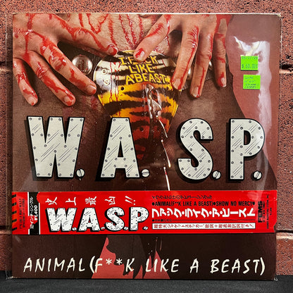 Used Vinyl: W.A.S.P. "Animal (F**k Like A Beast)" 12" (1986 Japanese Issue w/ huge sticker!)