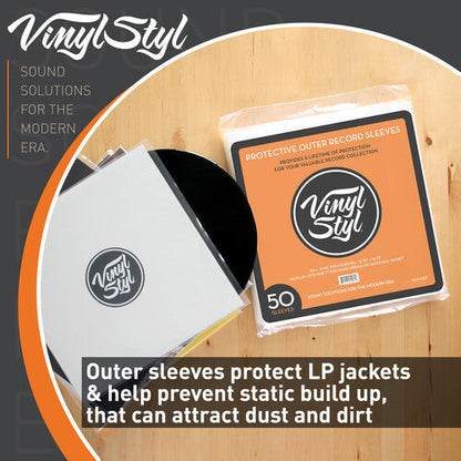 Vinyl Styl - 12Inch Vinyl Record Outer Sleeve Polyethylene - 100 Count (Clear)