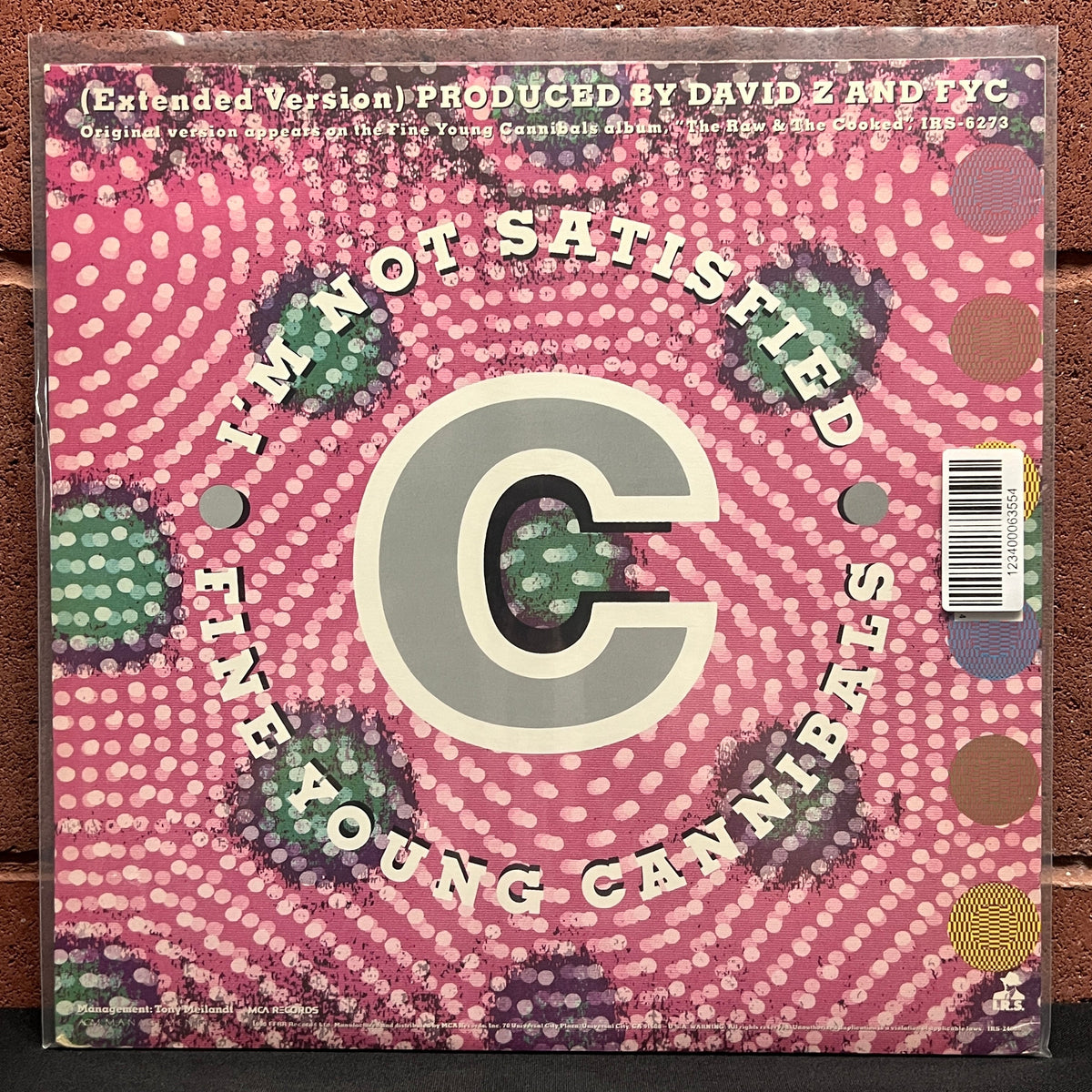 Used Vinyl: Fine Young Cannibals "I'm Not Satisfied" 12" (1990 Press)