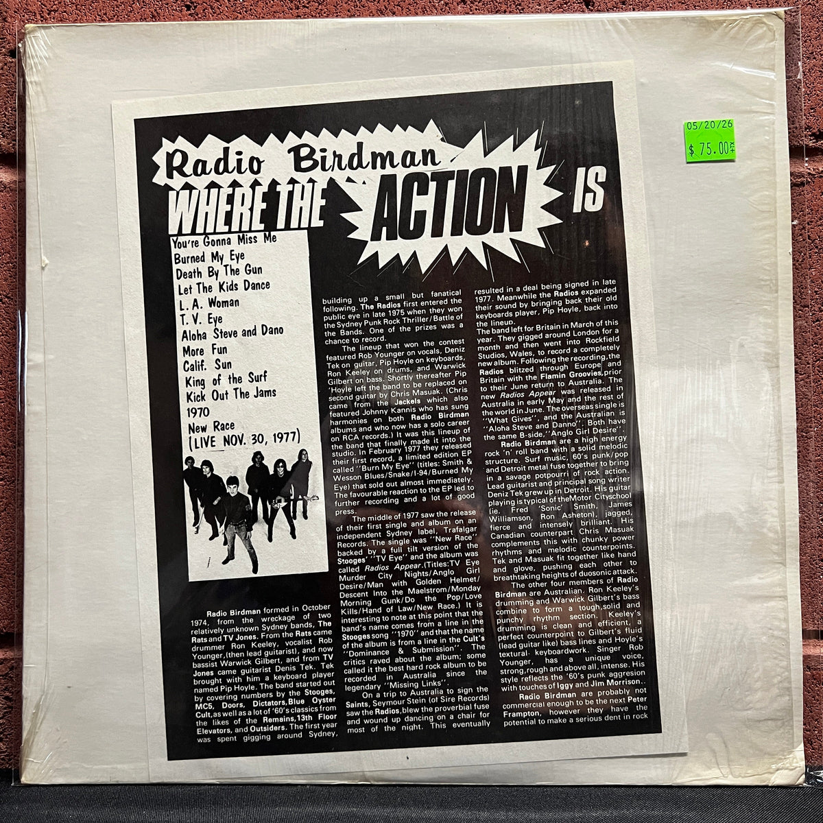 Used Vinyl: Radio Birdman "Where The Action Is (Live Nov 30 1977)" LP (In shrink!)