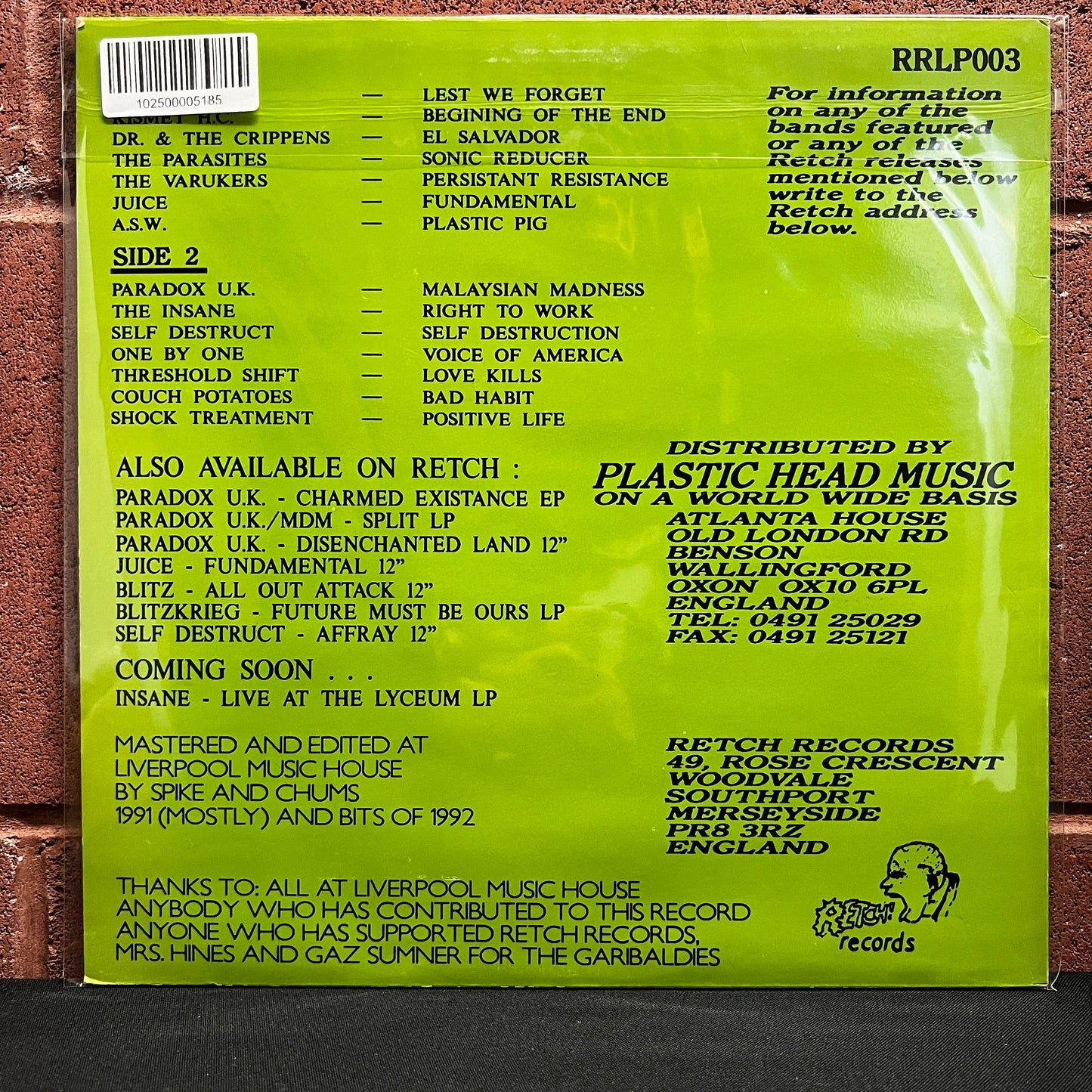 Used Vinyl: V/A "Get Yourself A Crash Helmet..." LP ('92 comp w/ The Varukers, Paradox UK etc)