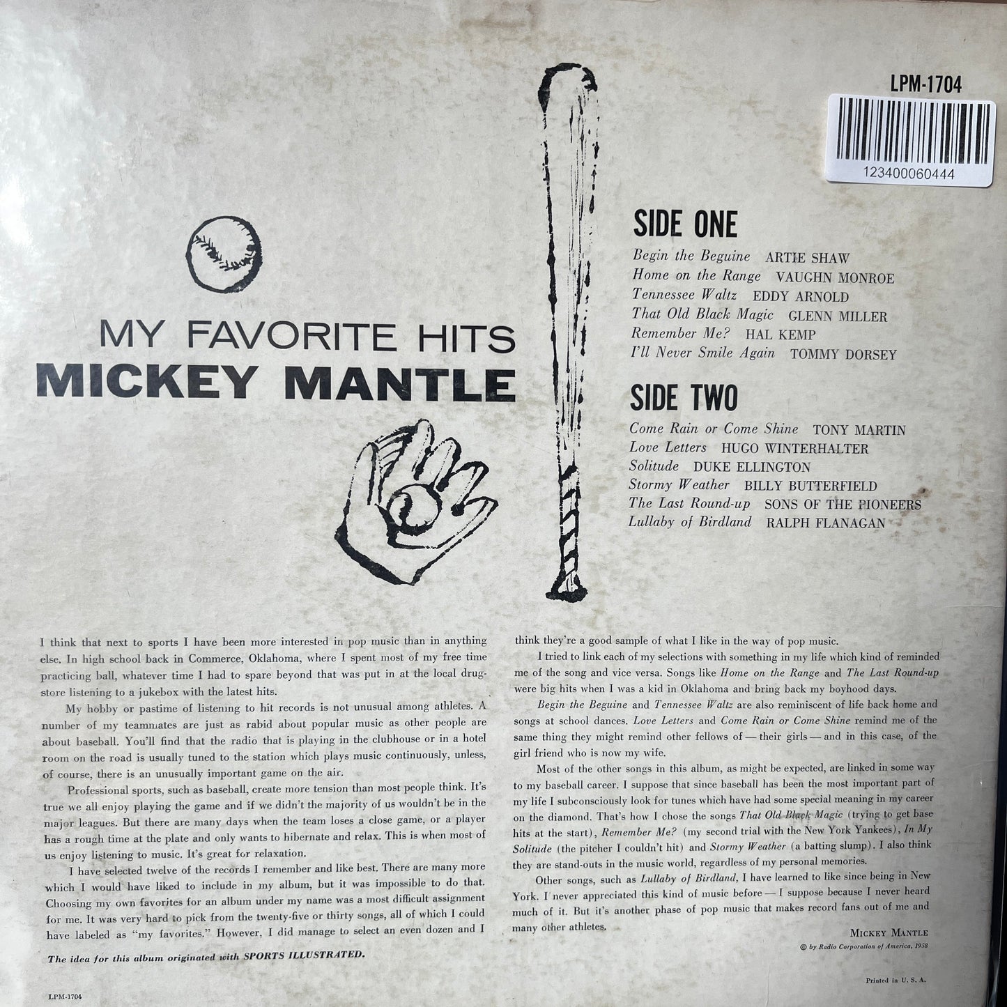 Used Vinyl: Various Artists ‎"My Favorite Hits - Mickey Mantle" LP