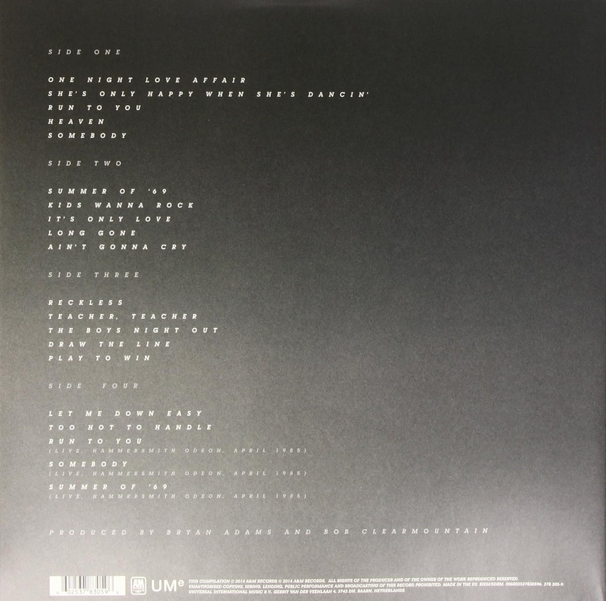 Adams, Bryan/Reckless (30th Anniversary) [LP]