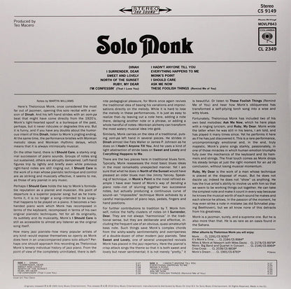 Monk, Thelonious/Solo Monk (Audiophile Pressing) [LP]