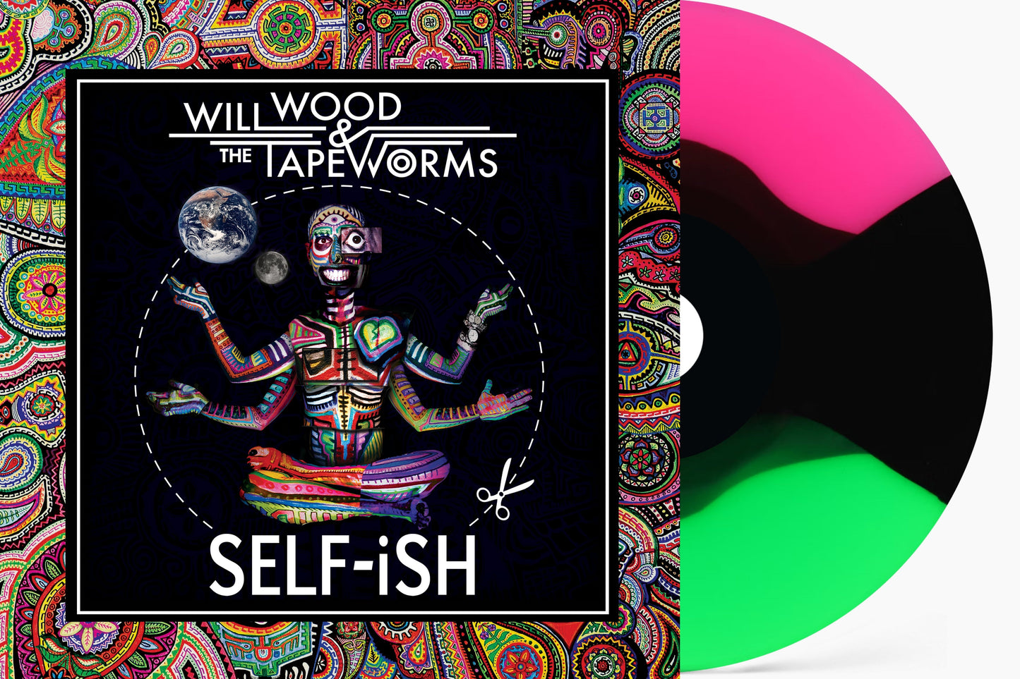 Will Wood "Self-ish" LP (Indie Exclusive "Cortex Coil" Neon Pink, Black, Neon Green 3 Color Stripe Vinyl)