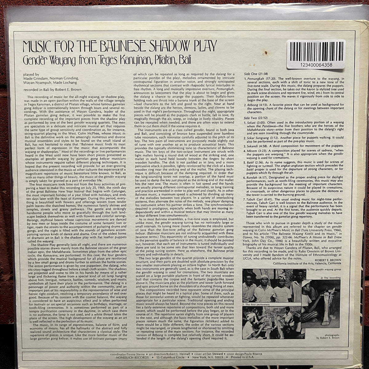 Used Vinyl: Gendèr Wayang "Music For The Balinese Shadow Play" LP