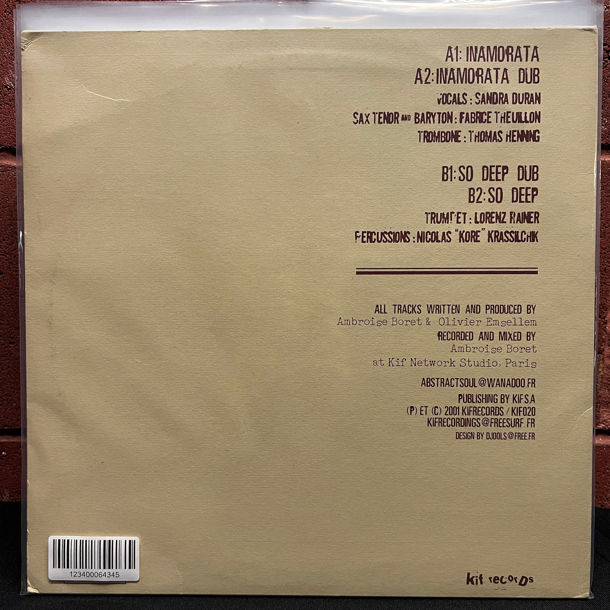 Used Vinyl: Abstract Soul ‎"Inamorata" 12" Single (French press)
