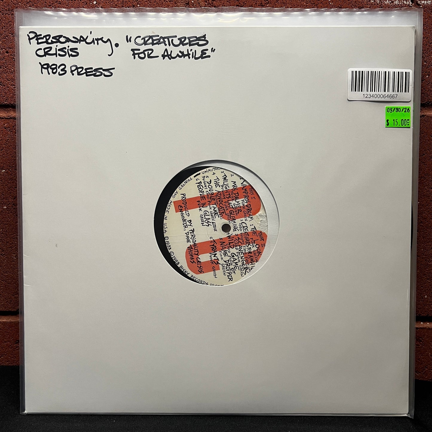 Used Vinyl: Personality Crisis "Creatures For Awhile" LP (1983 Press - Vinyl Only!)