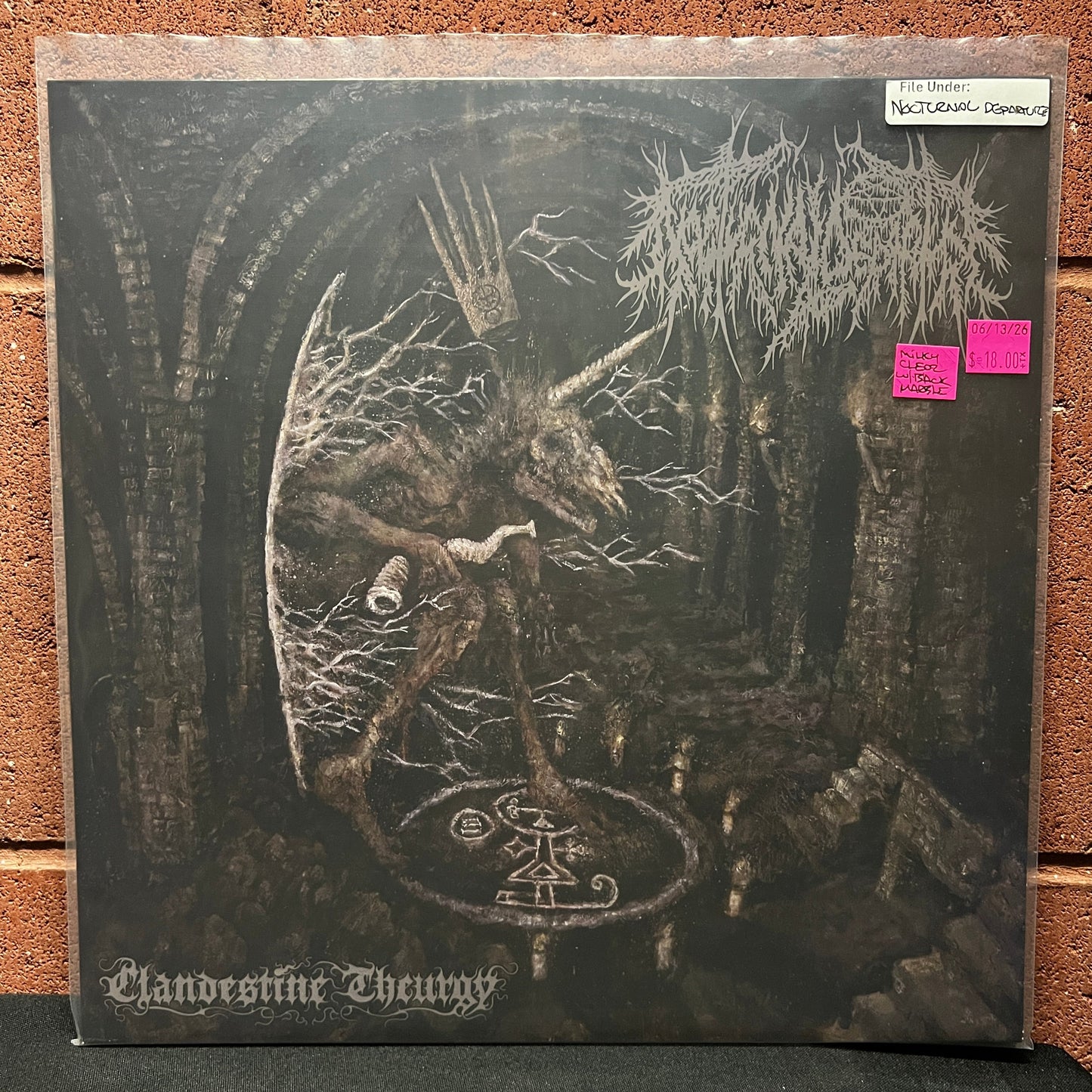 Used Vinyl: Nocturnal Departure ‎"Clandestine Theurgy" LP (2023 Press - Clear w/Black Marble Vinyl)