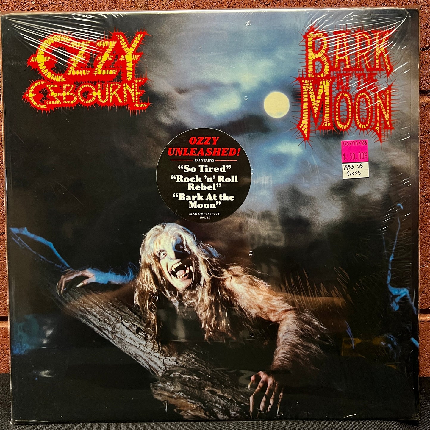 Used Vinyl: Ozzy Osbourne "Bark At The Moon" LP (1983 US Carrollton QZ Press in shrink w/ Hype Sticker!)