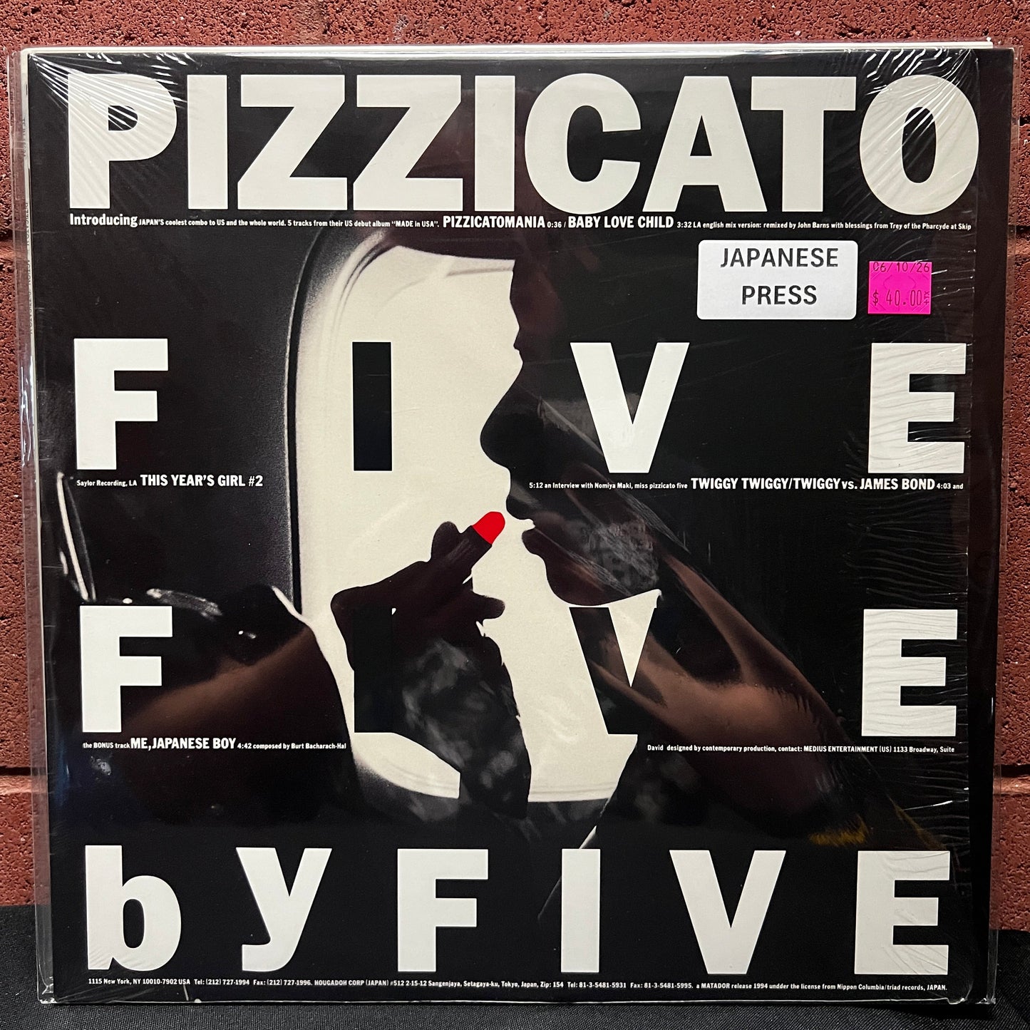 Used Vinyl: Pizzicato Five "Five By Five" 12" (1994 Japanese Press in Original Shrink)
