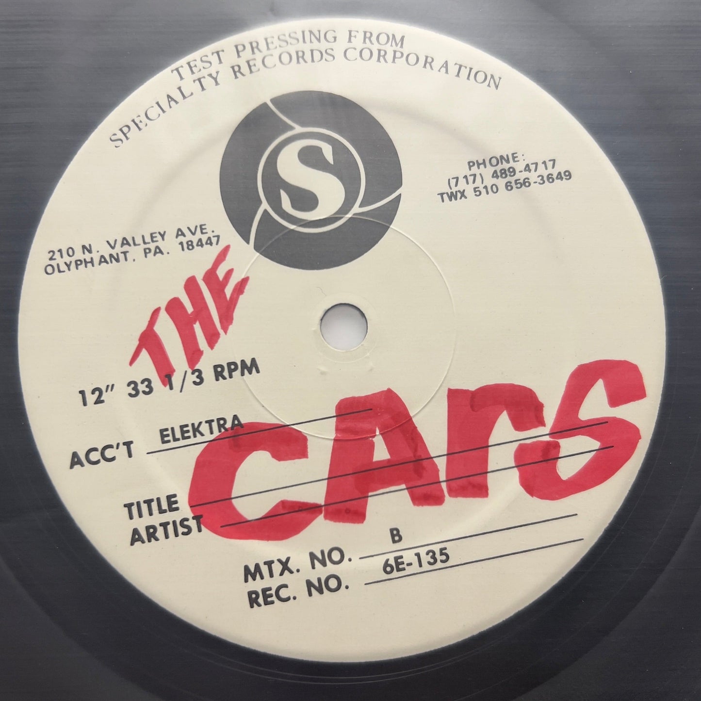 The Cars - The Cars - Test Pressing LP