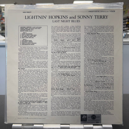 Lightnin' Hopkins With Sonny Terry - Last Night Blues - Analogue Productions 45rpm LP