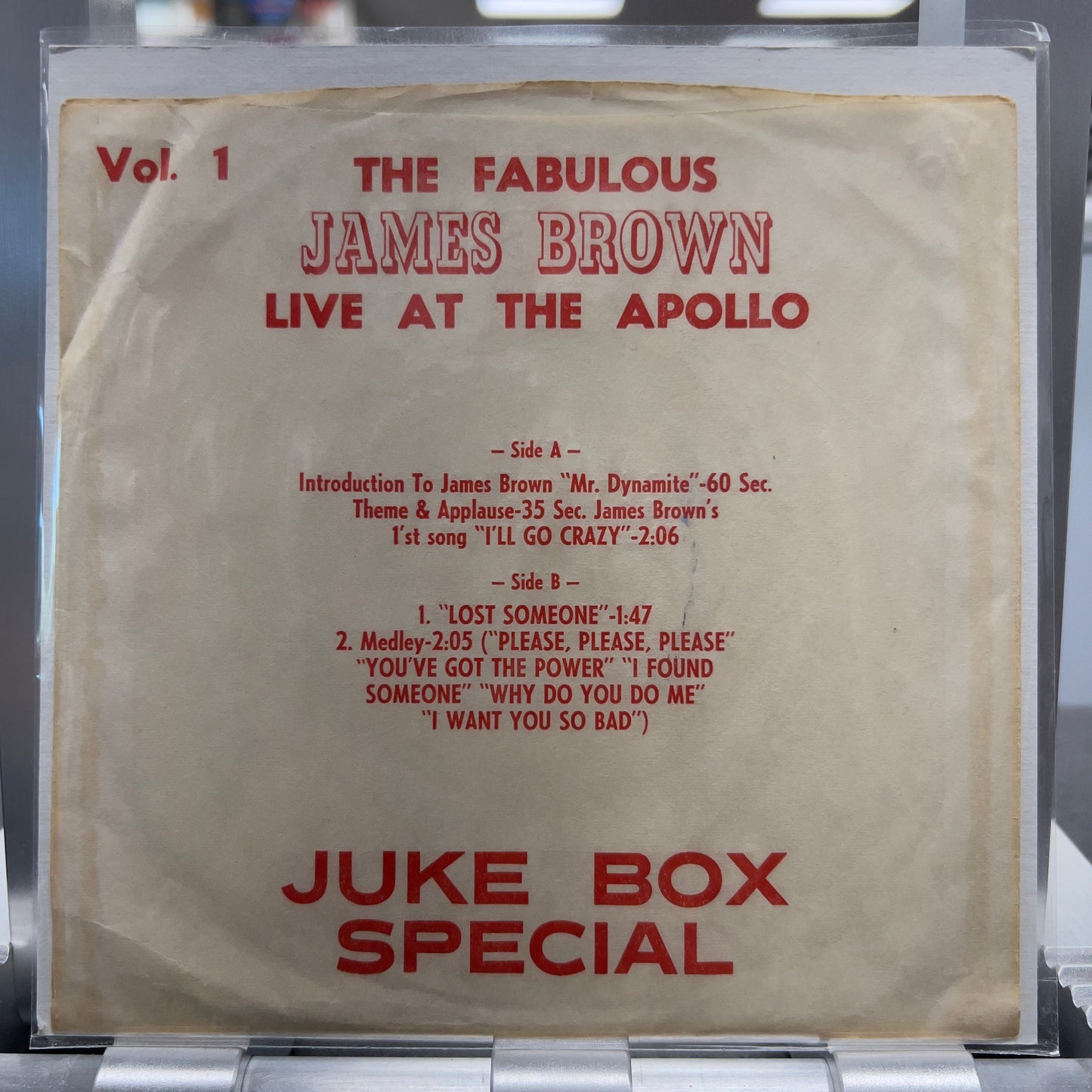 James Brown - Live At The Apollo Vol. 1 - 7" Jukebox EP