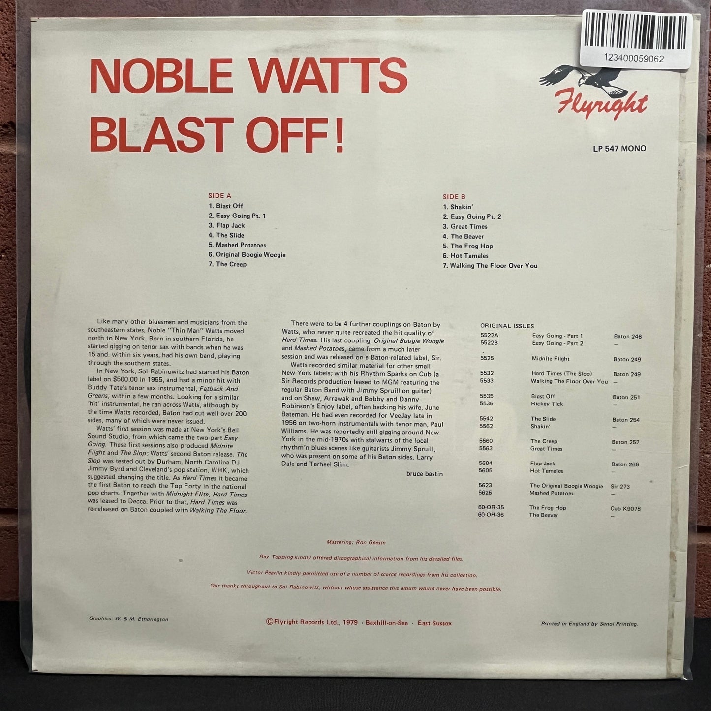 Used Vinyl: Noble Watts "Blast Off!" LP (1979 UK Press)