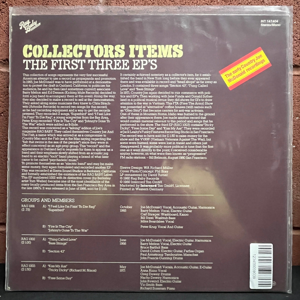Used Vinyl: Country Joe & The Fish / Peter Krug "Collectors Items: The First Three EPs" LP (1980 German Press)