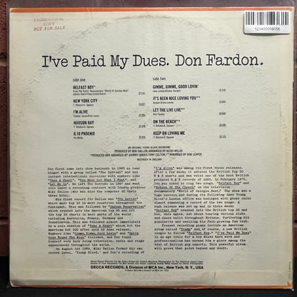 Used Vinyl: Don Fardon "I've Paid My Dues" LP (1970 Press)