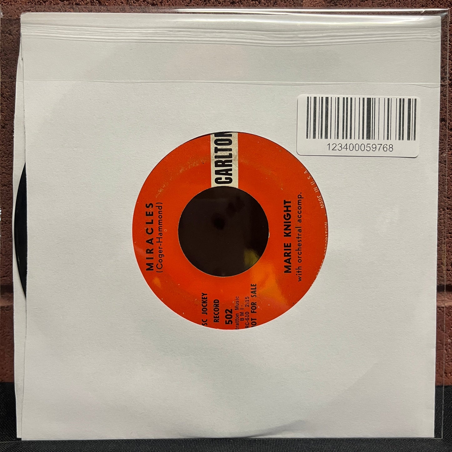 Used Vinyl: Marie Knight (Marie and Rex) "I Can't Sit Down" 7" (1959 promo pressing)
