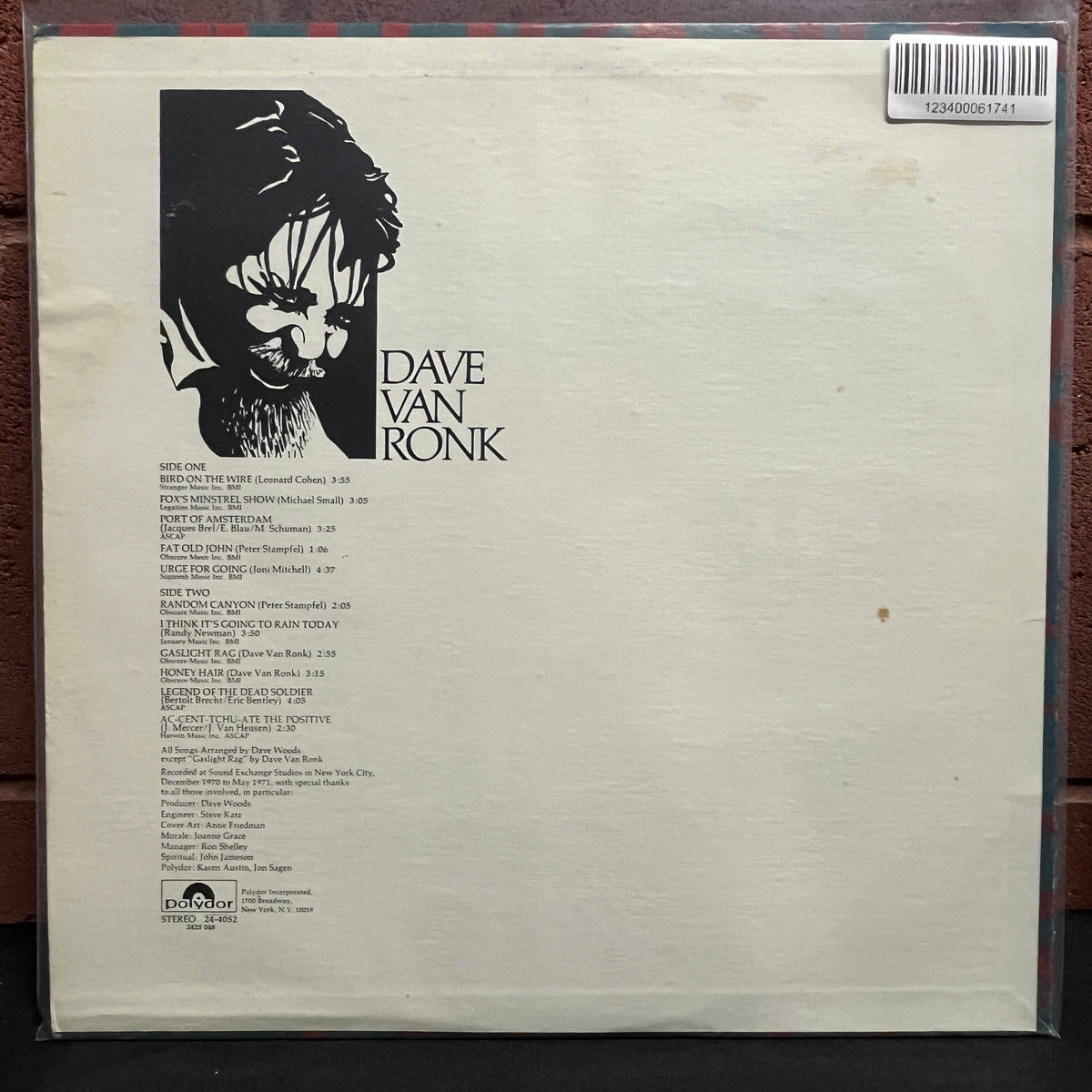 Used Vinyl: Dave Van Ronk" LP (1971 Promo Press)