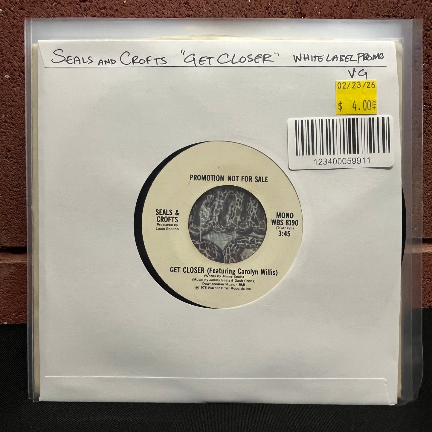 Used Vinyl: Seals and Crofts "Get Closer" 7" (White Label Promo)