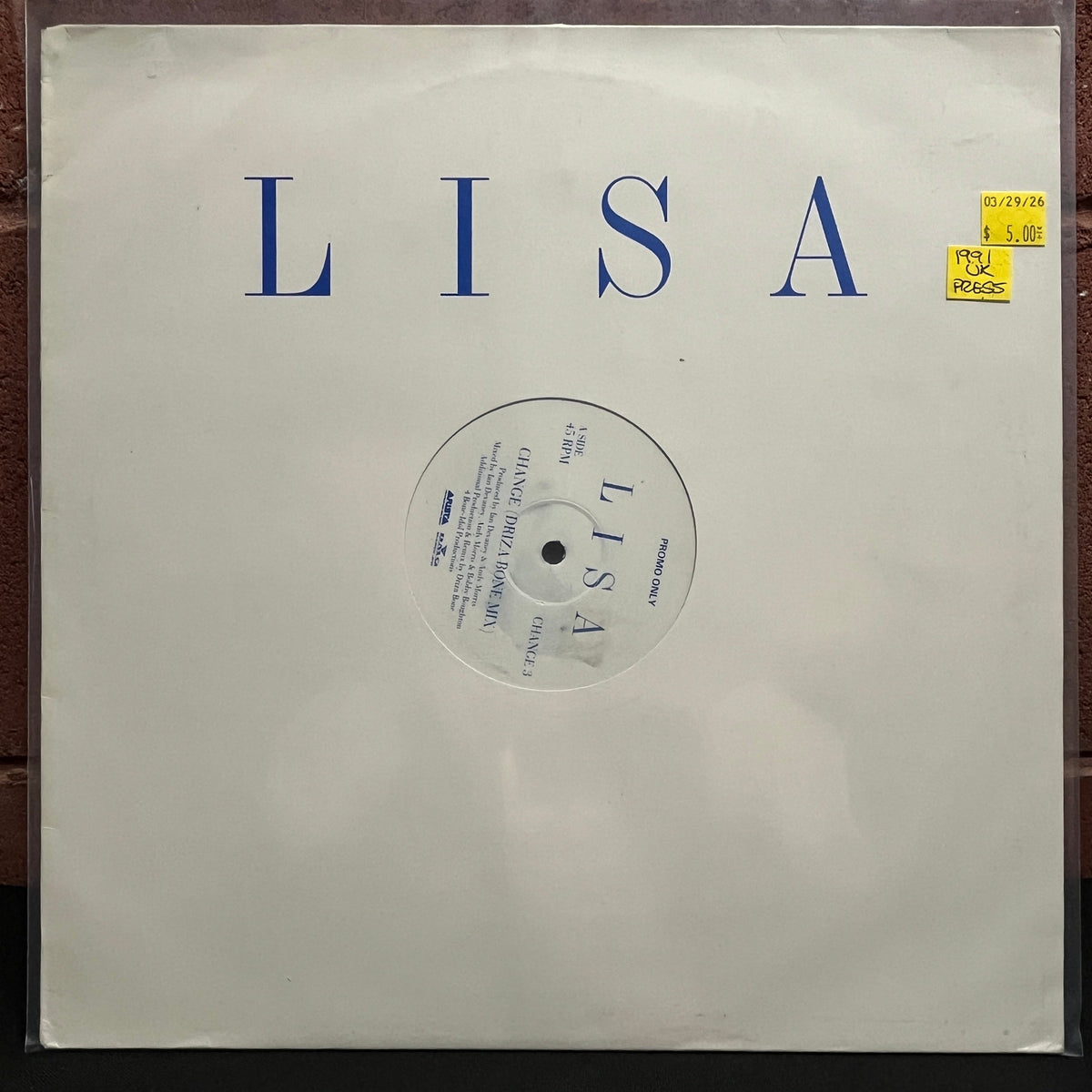 Used Vinyl: Lisa Stansfield ‎"Change" 12" (1991 UK Promo Press)