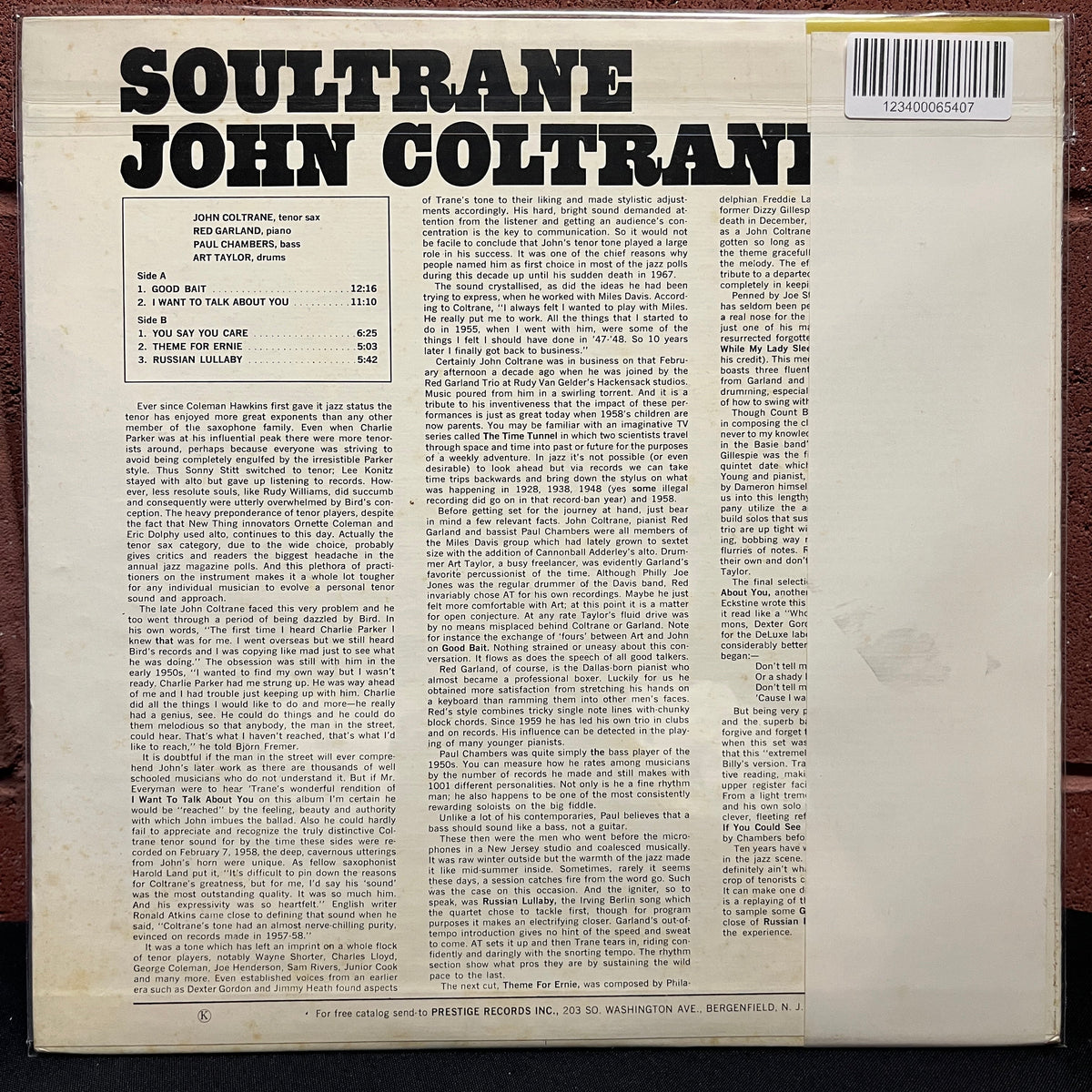 Used Vinyl: John Coltrane "Soultrane" LP (Early 70's Japanese Issue)