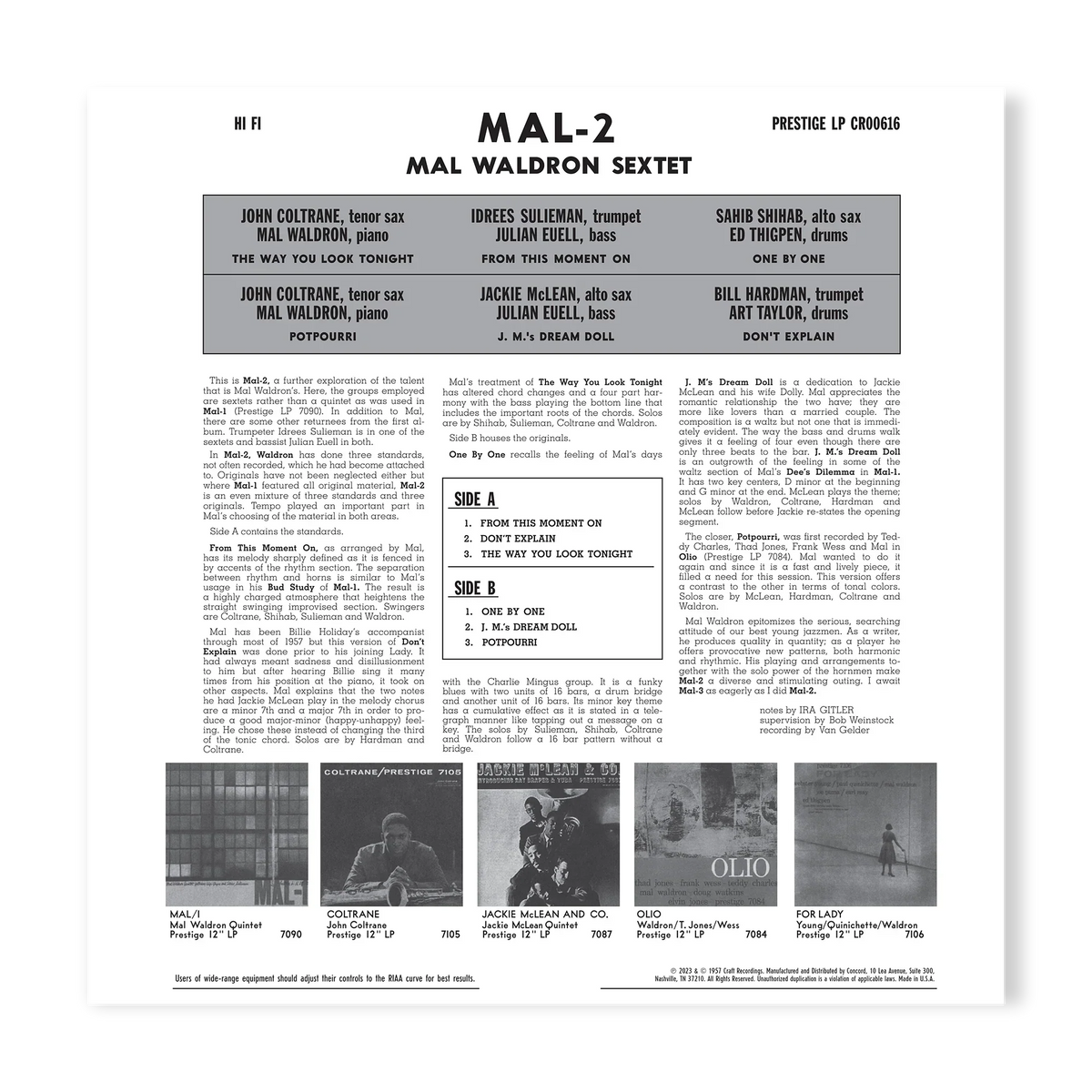 Mal Waldron Sextet - Mal/2 - OJC LP
