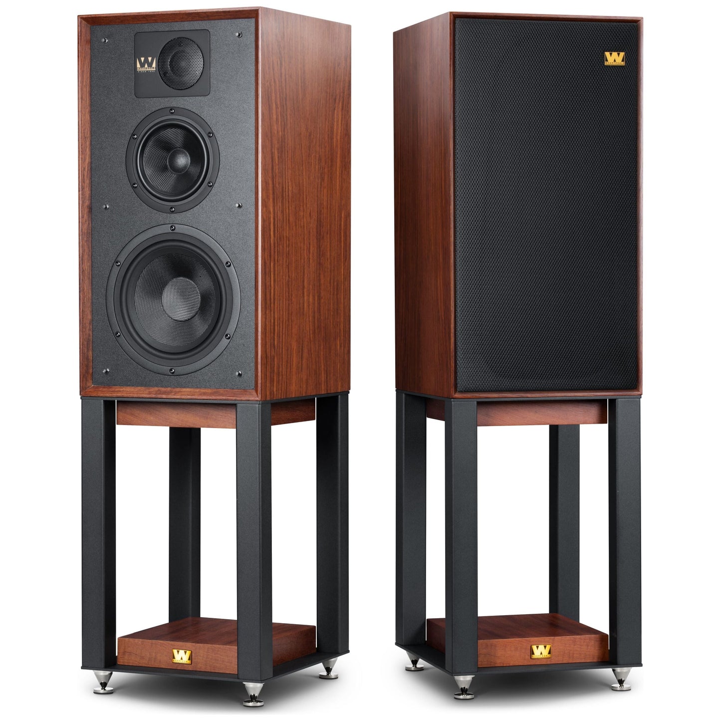 Wharfedale - Linton 85th Anniversary Walnut Bookshelf Speakers With Stands