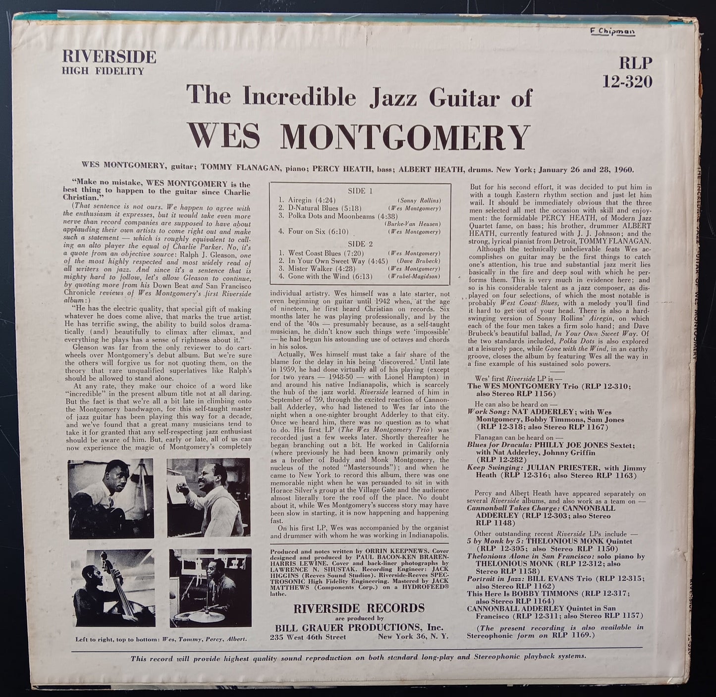 [Used LP] Montgomery, Wes / The Incredible Jazz Guitar Of Wes Montgomery