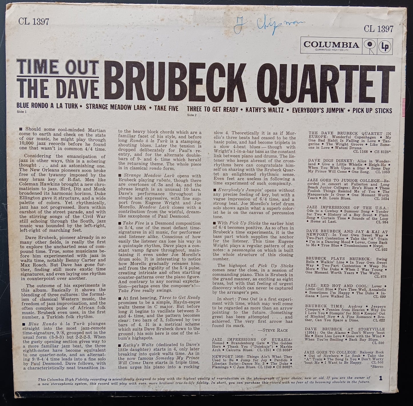 [Used LP] Dave Brubeck Quartet, The / Time Out